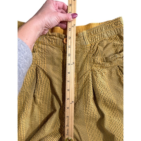 Free People Barrel Pleated Striped High Waisted Pants Mustard Size Medium - Picture 6 of 8
